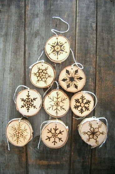 Christmas Wooden Snowflakes Slice Embellishments DIY Crafts Art